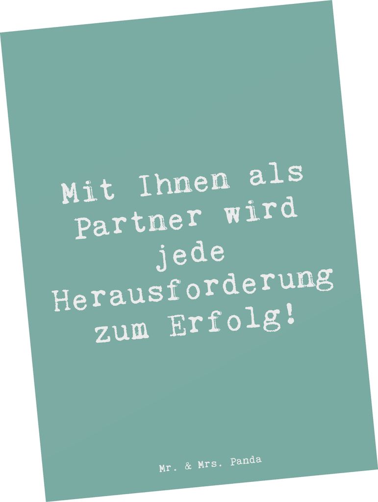 Mr. & Mrs. Panda Ansichtskarte Spruch Erfolgreiche Geschäftspartner - Meeresbrise - Geschenk, Freude, Aufmerksamkeit, Danke sagen, Kunstkarten, Po...