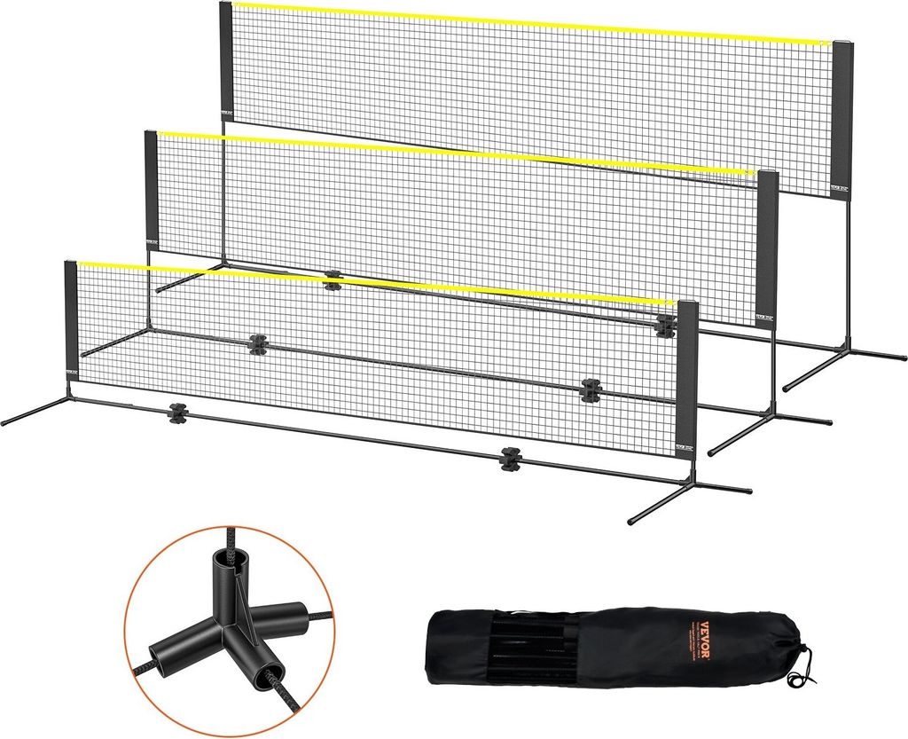 Badmintonnetz, höhenverstellbares Volleyballnetz, 420 x 155 x 103 cm Faltbares Pickleballnetz, Tragbares Tennisnetz-Set mit Stangen, Ständer und ...