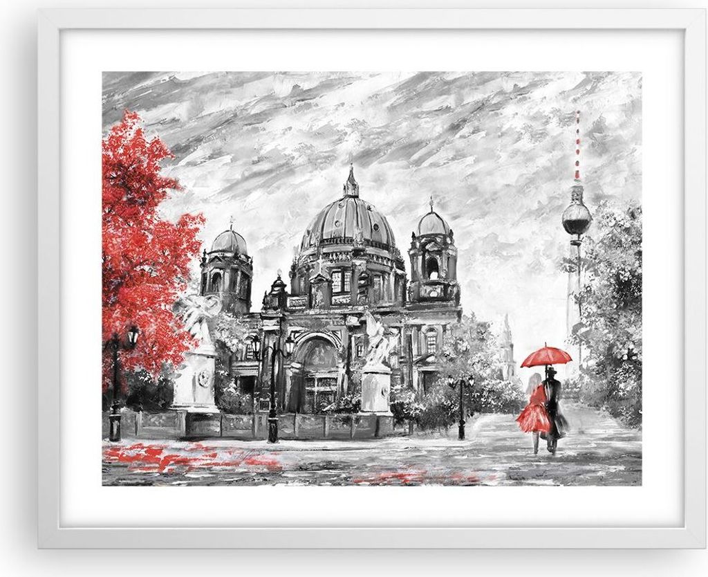 Gerahmtes Poster - Weißer Rahmen - Dom Berlin Liebespaar - 50x40 cm - Wand Bild - Wanddeko - Wandbilder - Kunstposter - Wandposter - Bilderrahmen ...