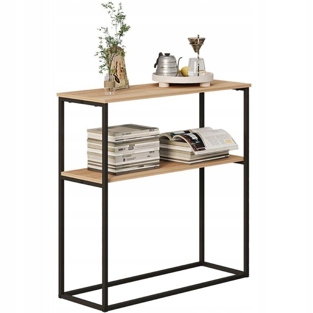 Beistelltisch, Konsole, hellbraun, für den Flur, rechteckiges Regal, 90 cm hoch