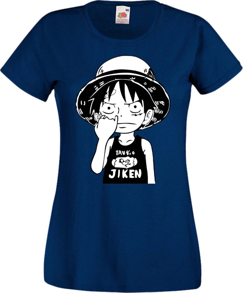 Damen T-Shirt Anime Manga One Manga Piece Anime 01 Luffy, Lady M / Dunkelblau