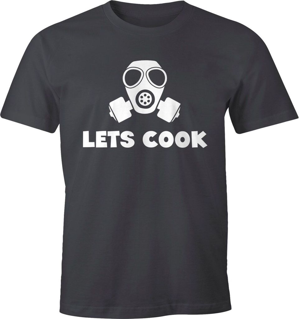 Herren T-Shirt Grillen Lets Cook Gasmaske Fun-Shirt Moonworks dunkelgrau 4XL