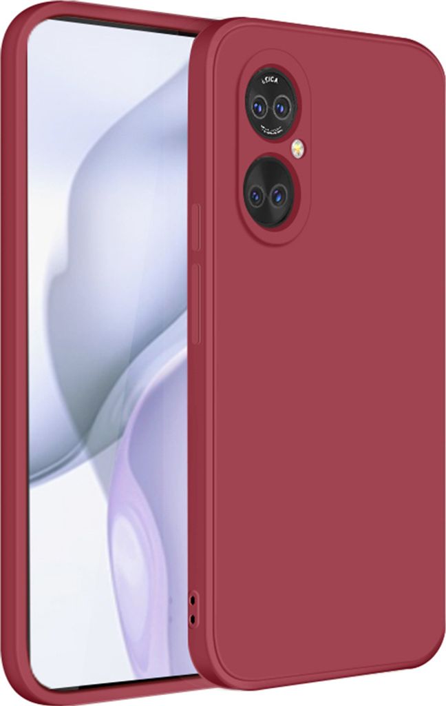 Huawei P50 Hülle, LaimTop Slim Liquid Silikon Gel Gummi Schutzhülle für Huawei P50 Rot