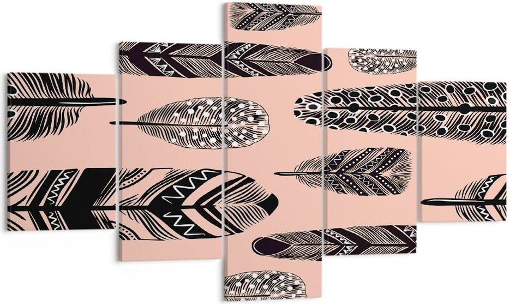 Bild auf Leinwand - Leinwandbild - Grafik Feder - 125x70cm - Wand Bild - Wanddeko - Wandbilder - Leinwanddruck - Bilder - Kunstdruck - Wanddekorati...