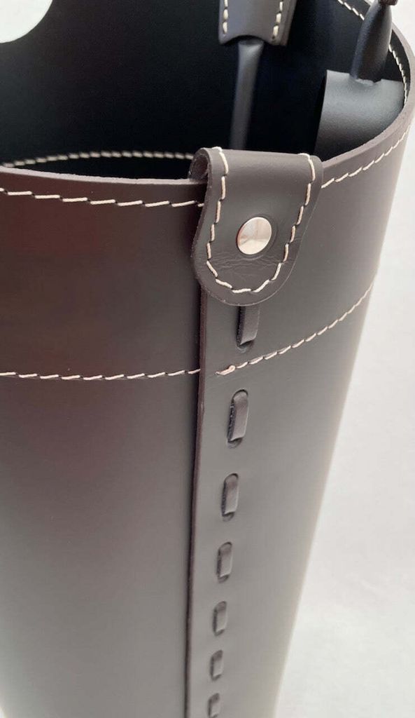 Exquisites Kaminbesteck italienisches Leder | Schwarz (black)
