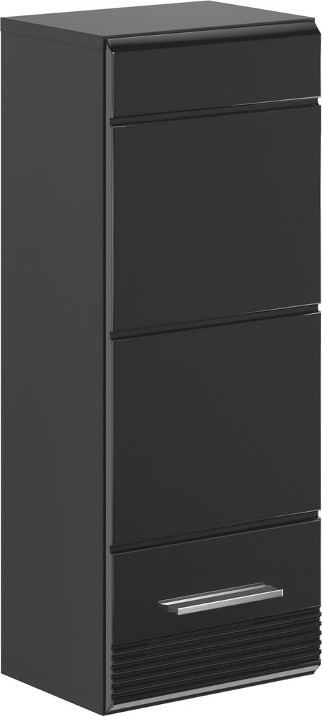 Hängeschrank >Linus< in Schwarz Hochglanz - 30x77x23cm (BxHxT)