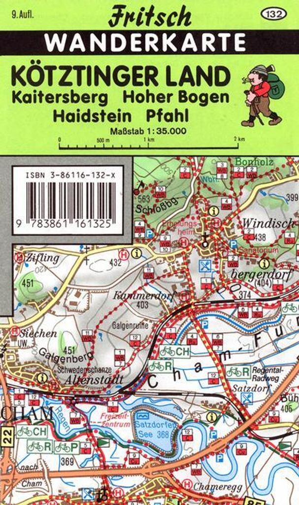 Kötztinger Land: Kaitersberg, Hoher Bogen, Haidstein, Pfahl (Fritsch Wanderkarten 1:35000)