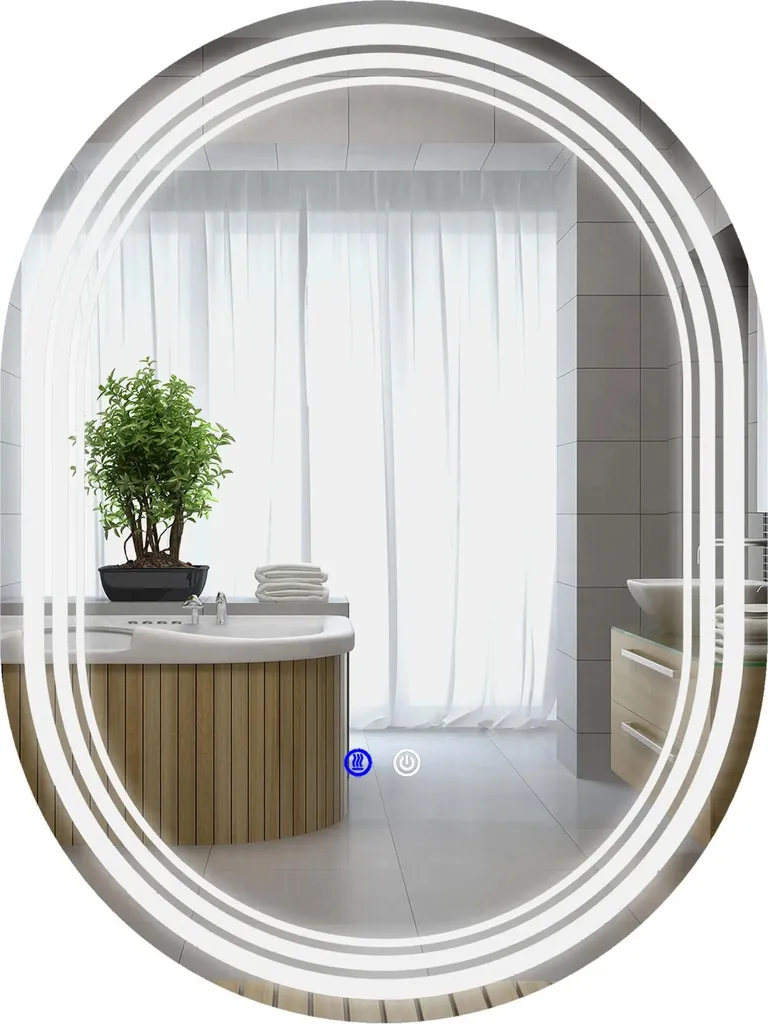Miroir salle de bain LED ovale idéal maquillage cadre aluminium robuste