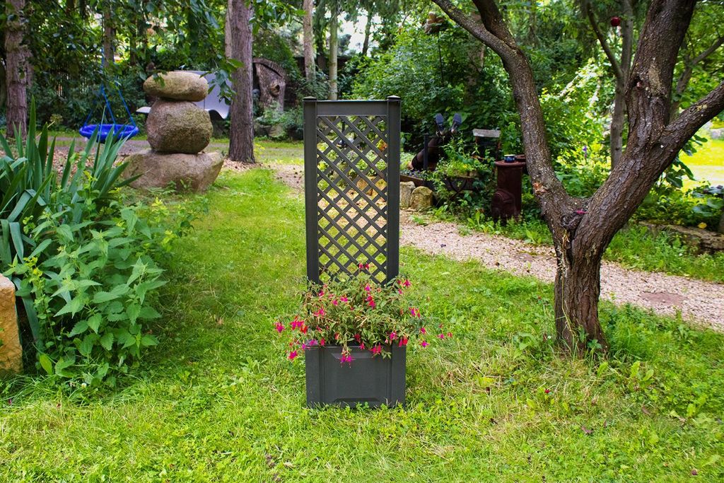 Pflanzkasten klein, mit Spalier, 43 cm, anthrazit