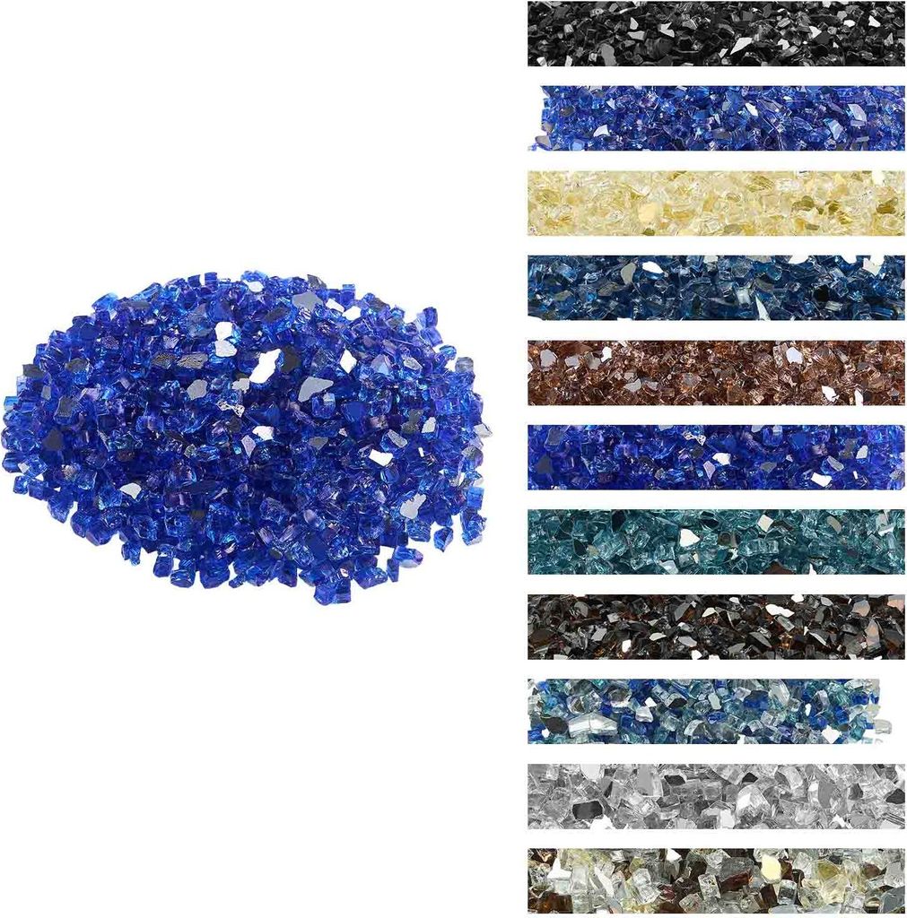 VEVOR Feuerglas, 15,88 kg hochtemperaturbeständige Glassteine, 12,7 mm reflektierende Feuerstellen-Glasperlen, Feuerstelle Glasfelsen, Kaminglas, ...