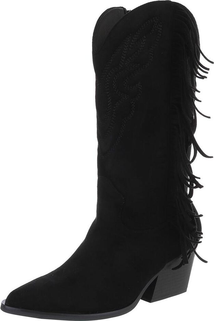 Ital-Design Damen Stiefel Wildlederoptik Western- & Bikerstiefel 90458161 Schwarz Gr. 38