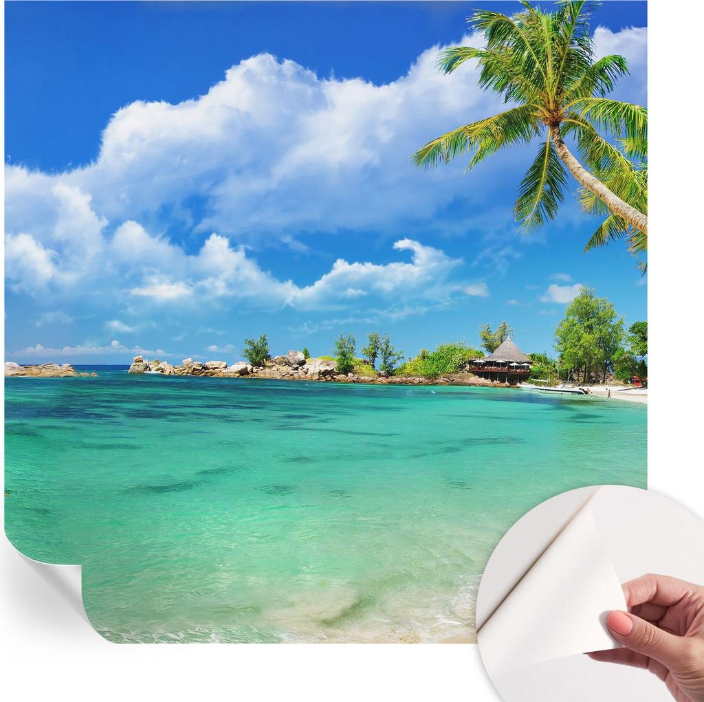 Selbstklebende Wandtapete - Dekorative Tapete für Wohnzimmer - Klebefolie für Wandbilder - Tapetenfolie für Wanddekoration - 250x250 cm - Tropis...