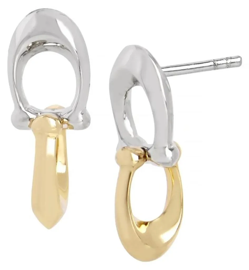 Boucles d'oreilles pendantes bicolores laiton pour soirée et bureau
