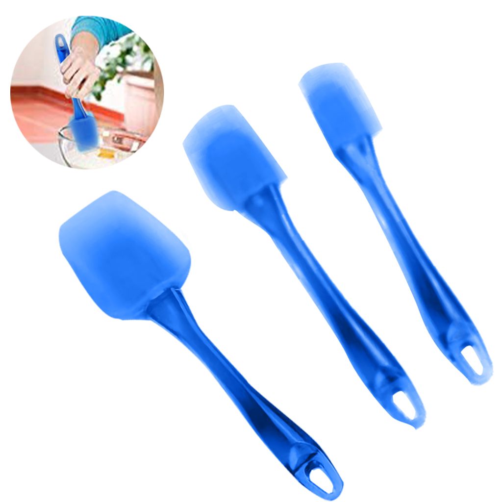 Bambus-Silikon-Teigschaber 3-teilig – Bunte Köpfe, Verschiedene Größen, Für Backen & Kochen