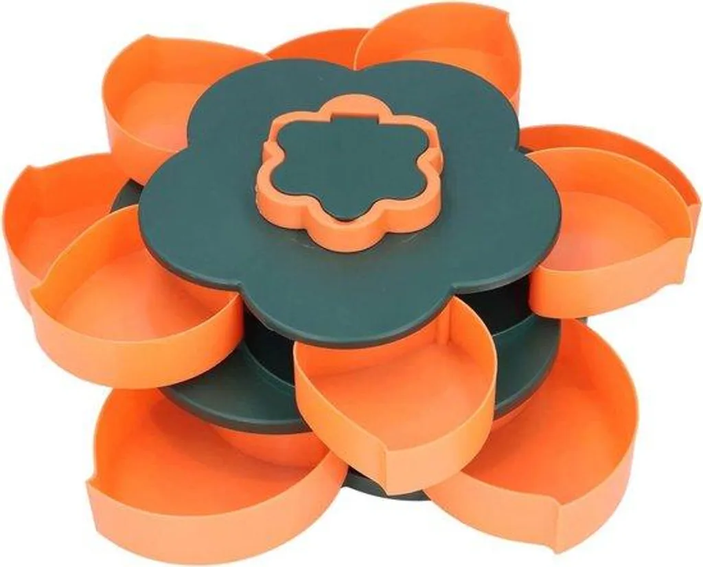 Grand plateau snack à deux étages végétarien en forme de fleur