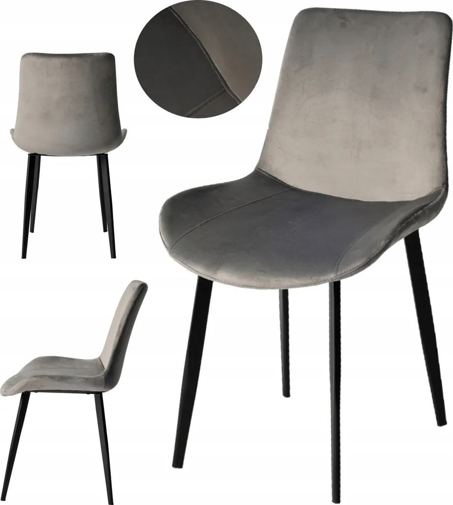 Chaise salle à manger confortable velours gris clair haut de gamme