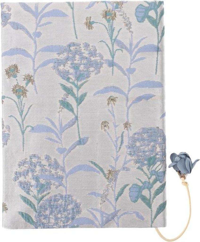 Blaues Buchhülle mit Blumen und Bürste, verstellbar, A5 Größe