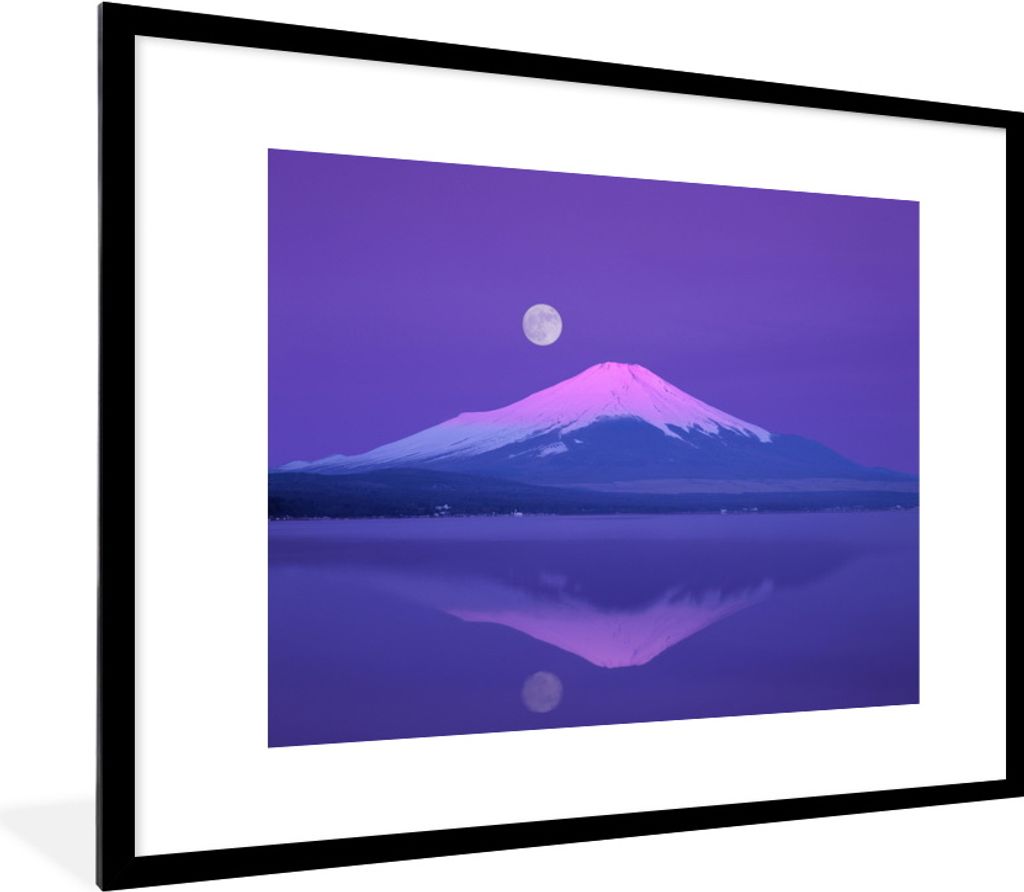 MuchoWow Gerahmtes Poster Mond - Berg - Lila 80x60 cm - Poster mit Schwarzem Bilderrahmen Wandposter Rahmen Foto Bilder - Schlafzimmer-Dekoration...