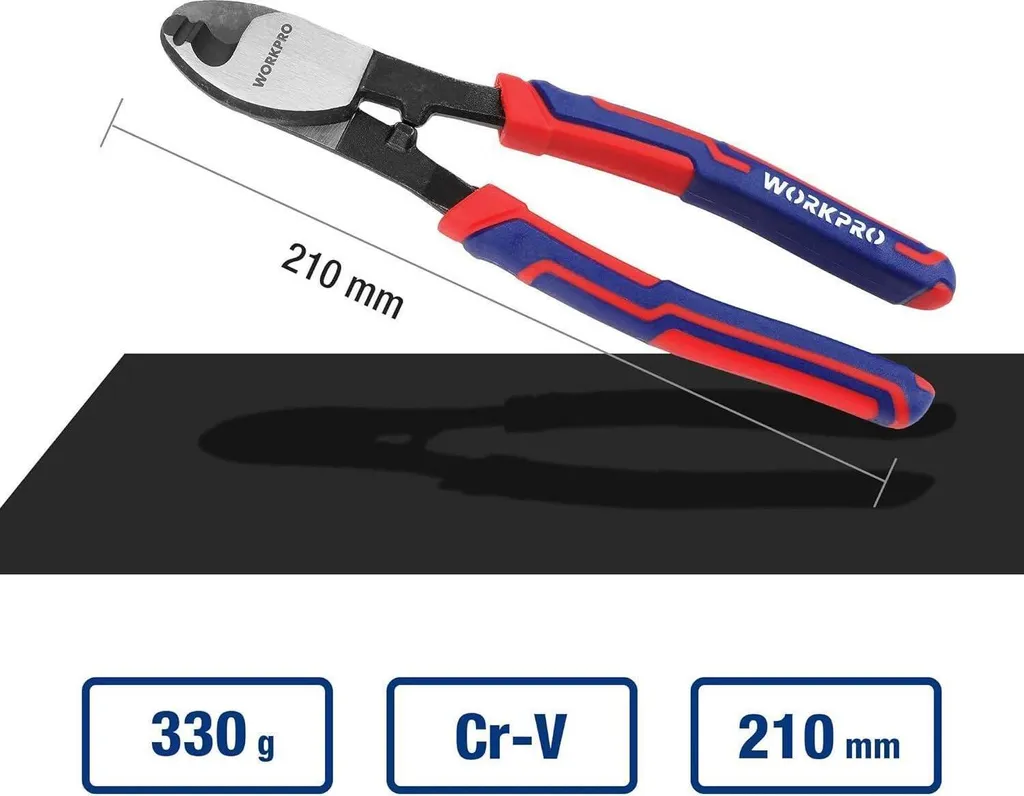 WORKPRO Coupe-câble 210mm en Acier Chrome-Vanadium pour Cuivre