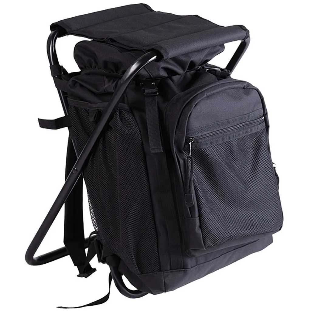 Sac à Dos Siège de Chasse Pliable Mil-Tec Noir avec Tabouret de Poste