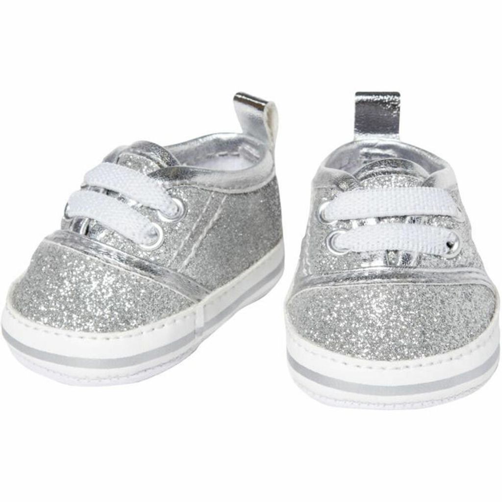 Puppen-Glitzer-Sneakers, silber, Gr. 38-45 cm