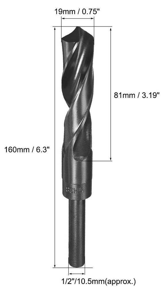Bohrer Spitze HSS 9341 1/2''Direkt Schaft 19mm