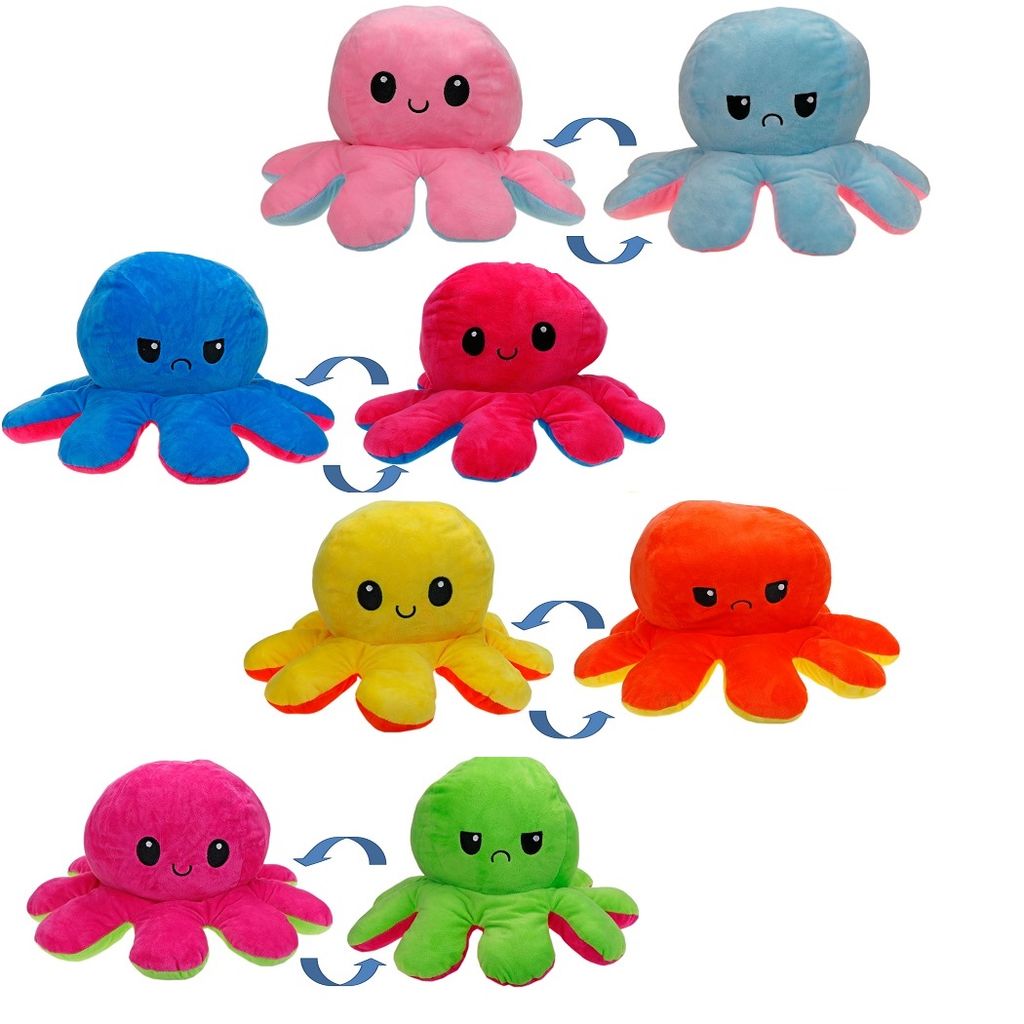 Wende-Oktopus Octopus Plüschtier Doppelseitiges Kuscheltier Tintenfisch Puppe DE 