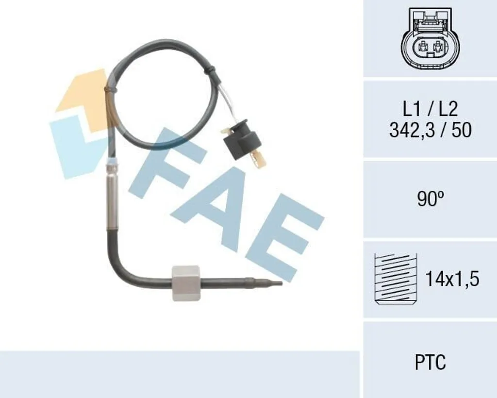 Capteur EGT FAE 68004 robuste avec filetage M14x1,5 longueur 342 mm