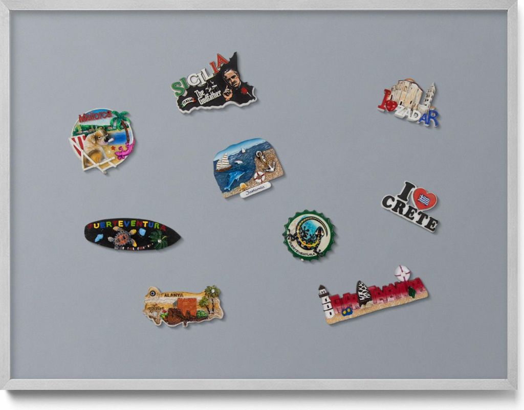 Magnetische Tafel 80x60 cm – Silberner Rahmen – Grau – Magnettafel, Magnetboard – Wohnzimmer, Büro