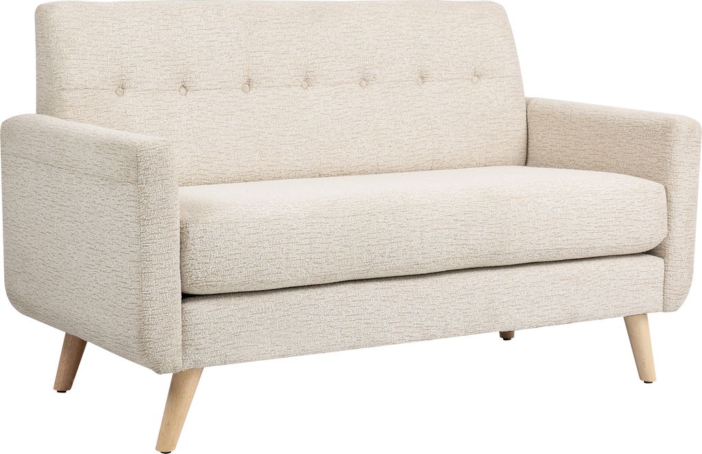HOMCOM 2 Sitzer Sofa, Couch mit Dickem Sitz- und Rückenkissen, Samtoptik, Polstersofa mit Holzbeine, Doppelsofa im Modern-Stil, Beige