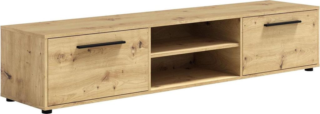 Modena TV-Lowboard 190 cm – modernes TV-Unterteil mit Stauraumschränken und offenen Fächern, funktionales Möbelstück für Wohnzimmer und TV-B...