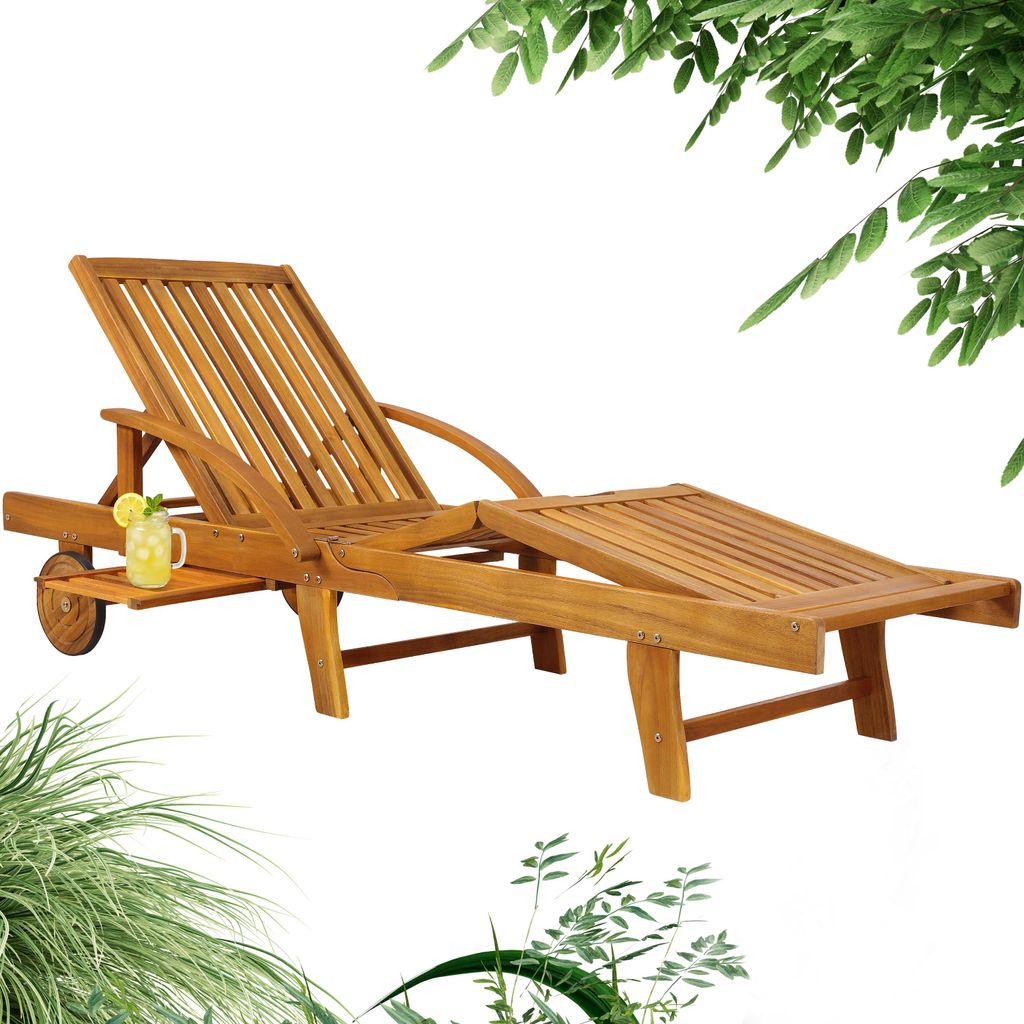 CASARIA® Chaise Longue Jardin Exterieur Tami Sun En Bois D Image du produit 