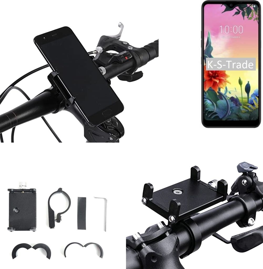 K-S-Trade Handyhalterung für das Fahrrad kompatibel mit LG Electronics K50S Halter Lenkstange Fahrradhalterung Motorrad Bike Mount Befestigung