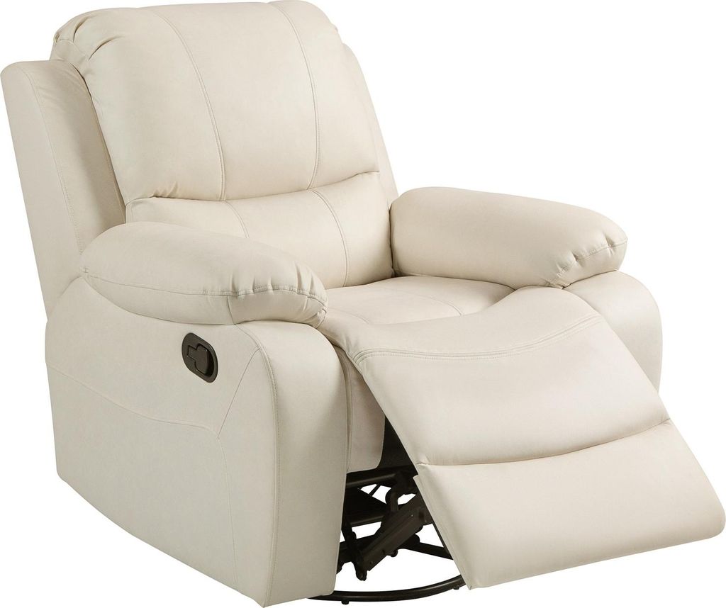 Relaxsessel Fernsehsessel mit Liegefunktion, Fußstütze, Taschenfederkernsystem, Drehbar TV-Sessel für Wohnzimmer, Schlafzimmer, Creme