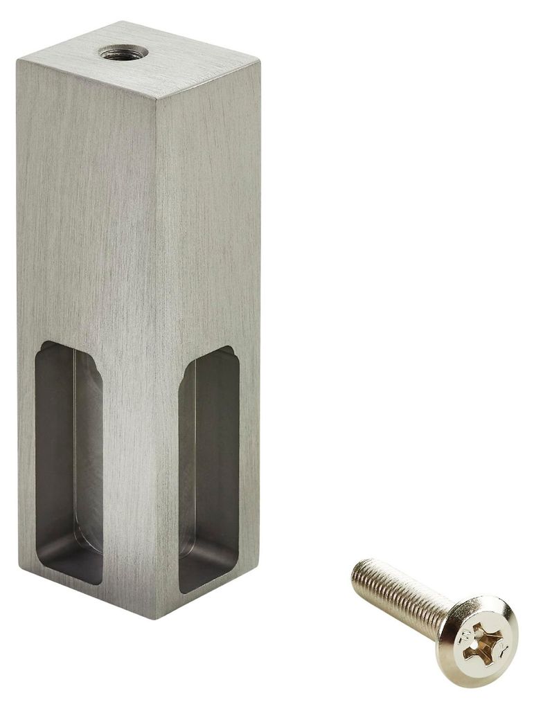 SOTECH Eck-Schrankstangenlager oben anschraubbar 75 mm Edelstahloptik – für Aluminium Schrankstange