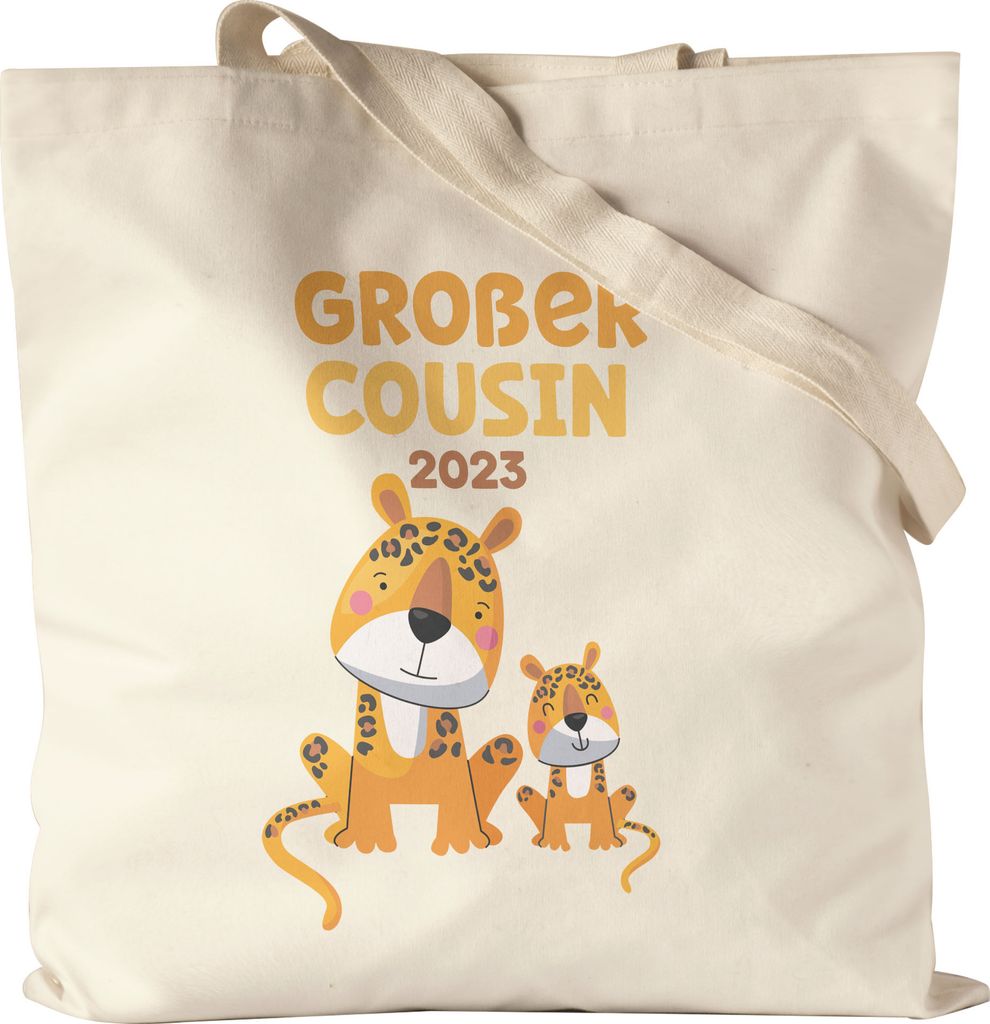 Großer Cousin 2023 Stoffbeutel Jutebeutel Canvas Löwen Cousin Familien Love Liebe Geborgenheit Beschützer Cousins Zusammenhalt