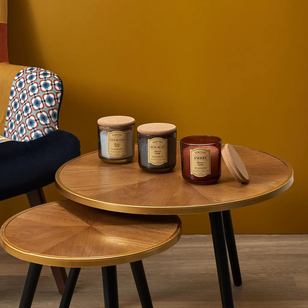 Set de 3 Bougies Artisanales en Pot de Verre avec Couvercle en Liège