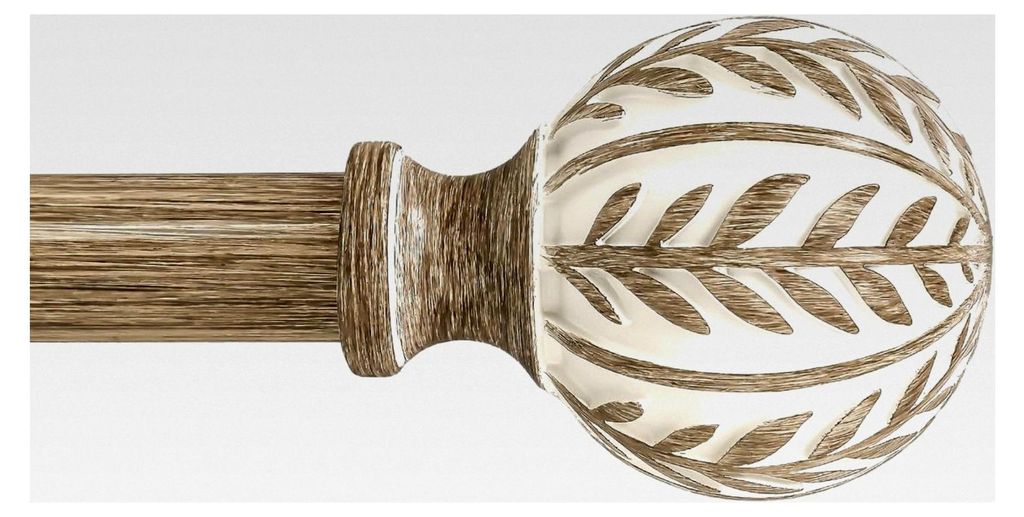 Gardinenstange 80-148 cm | Metall mit Holzoptik, Ø 25 mm | Ausziehbare Wand- und Deckenmontage | Boho Stil | Schwerlast für Wohnzimmer, Schlafzim...