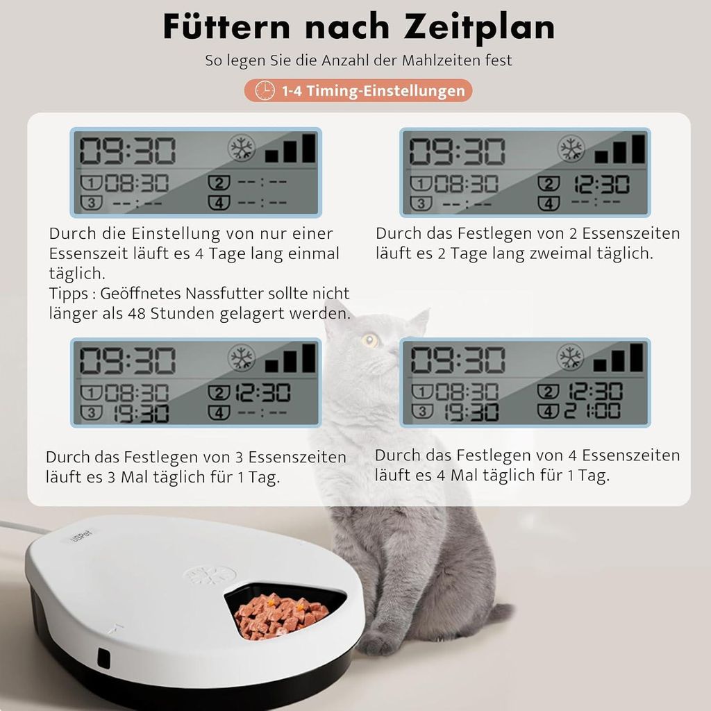 Futterautomat Katze Nassfutter mit Khlung Timing-Funktion