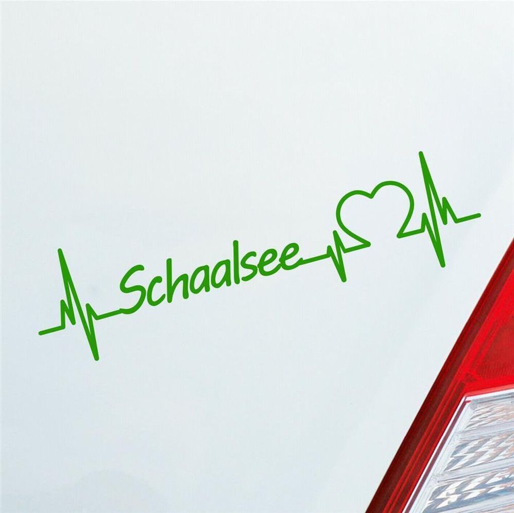 Auto Aufkleber Schaalsee Herz Puls See Sea Liebe Love 19x5 cm Hellgrün Sticker Heckscheibenaufkleber