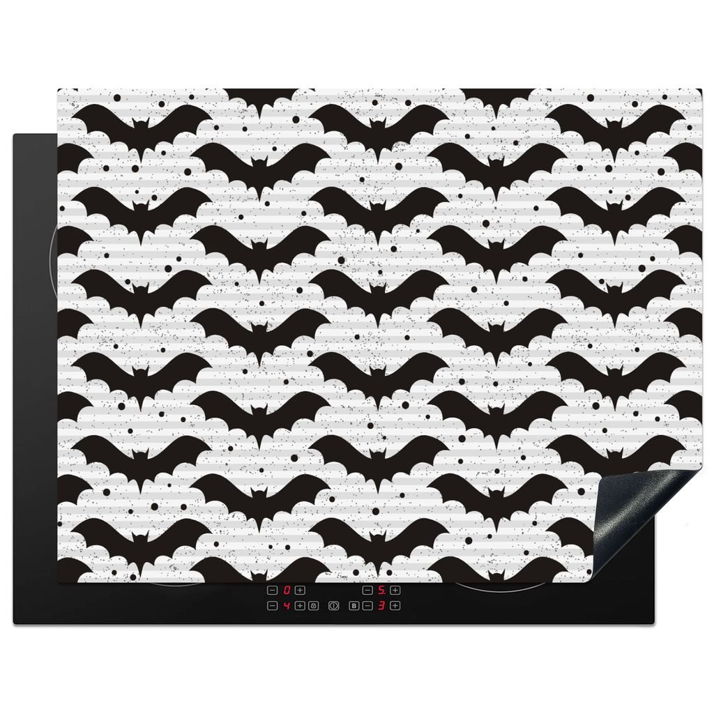 KitchenYeah Herdabdeckplatte Fledermaus - Muster - Halloween , 77x59cm, Küche Deko, Glaskeramikkochfeld Herdabdeckung, Abdeckplatte fùr Kochfeld