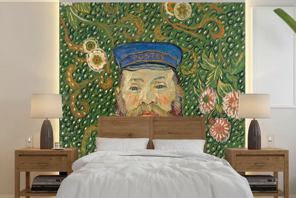 MuchoWow Fototapete für Wohnzimmer oder Schlafzimmer Wandtapete Vinyl Motivtapete Porträt des Postboten Joseph Roulin - Vincent van Gogh - 300x...