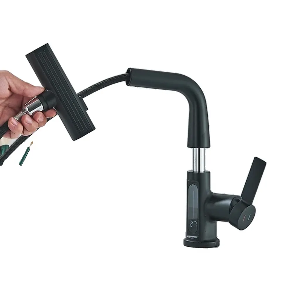 Rubinetto Smart Nero LED - Display Digitale e Doccetta Pull-Out