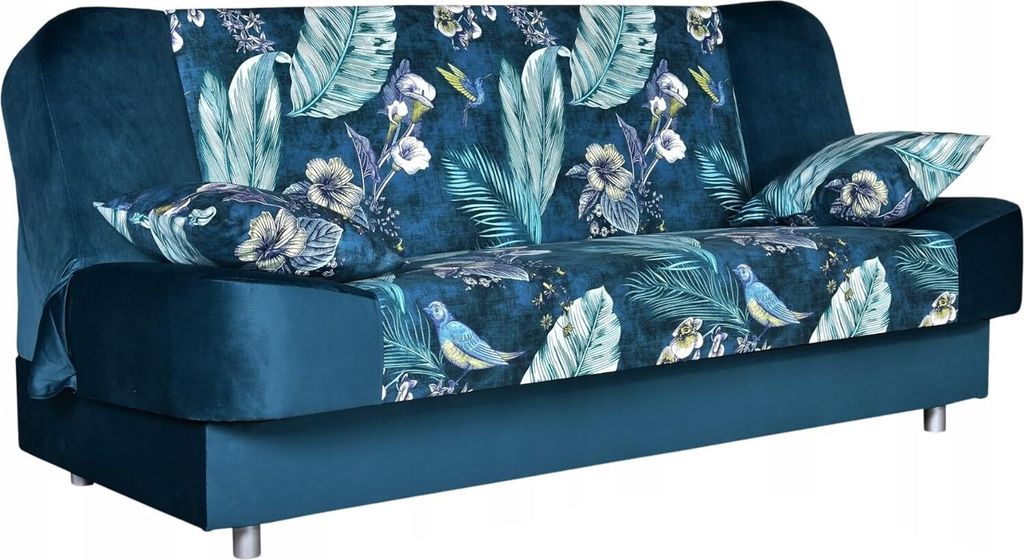 Family Meble Couch Sara Print Duo Schlafsofa Schlafcouch mit Bettkasten Freistehendes Lounge Sofa zum Entspannen Für Wohnzimmer Wartezimmer (Spr1/...