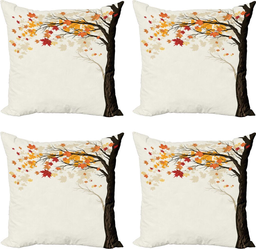 ABAKUHAUS Herbst Kissenbezug Set (4 Stück), Semtember Ahornblätter, Moderner Doppelseitiger Digitaldruck, 45 cm x 45 cm, Mehrfarbig