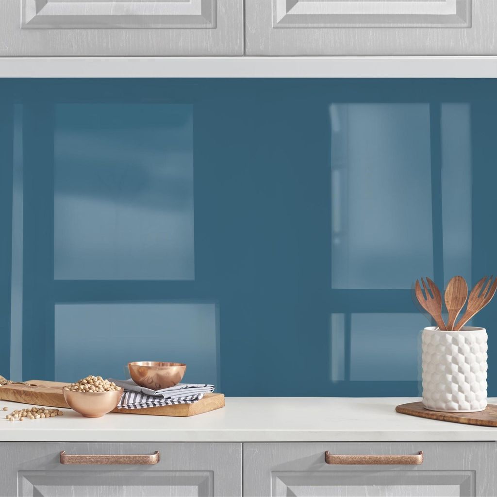 Küchenrückwand mit Motiv selbstklebend - 0.65 mm Wandpaneel wasserfest Design blau Unifarben Spritzschutz fugenlos