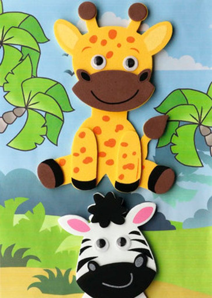 GLOREX nálepka z penovej gumy 3D zebra žirafa 11,5x12,5cm, Obrázok produktu 