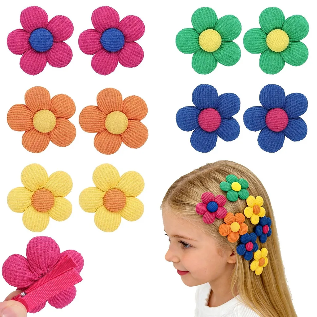 Barrettes fleurs antidérapantes pour bébés avec pinces crocodiles sûres