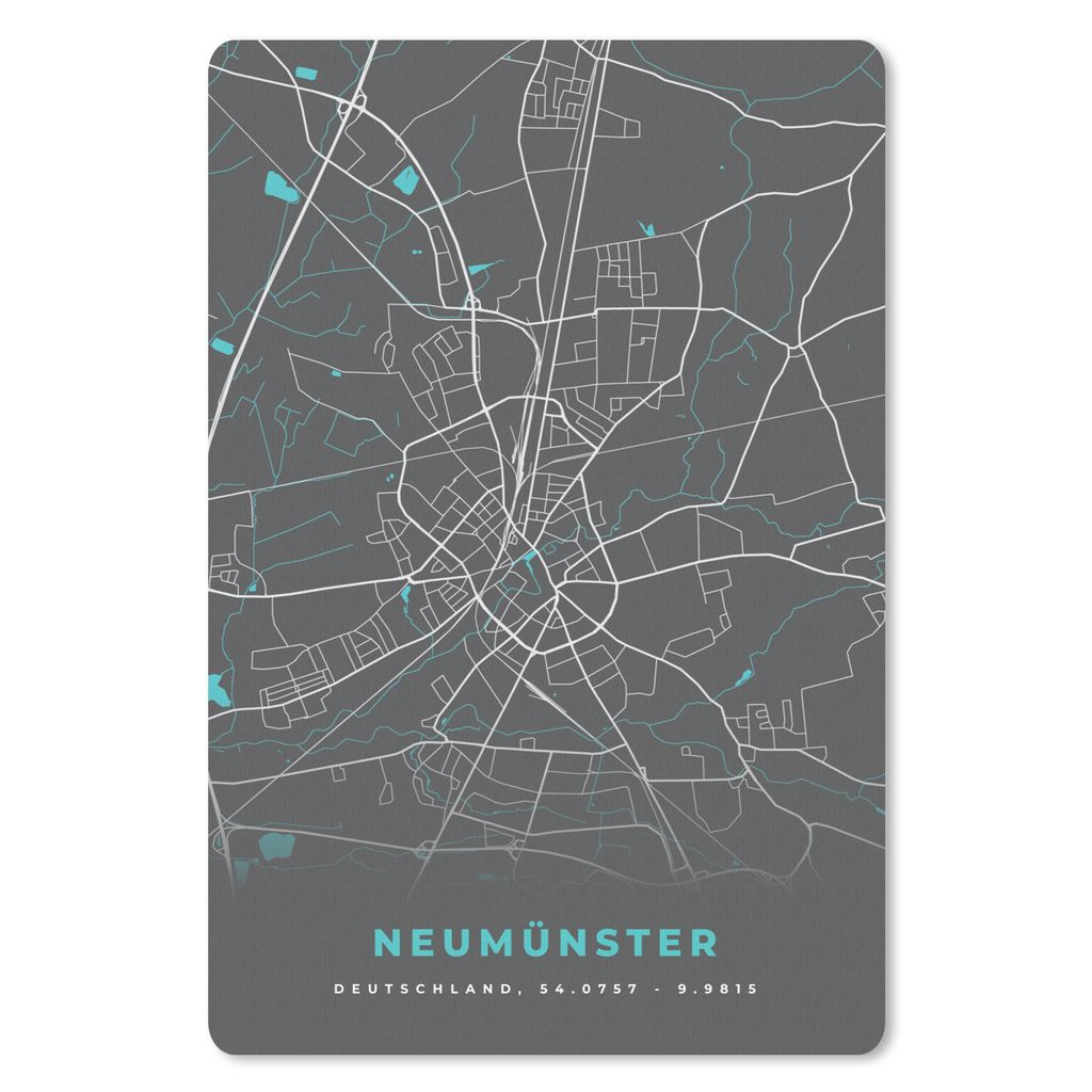MuchoWow Mauspad Mousepad Neumünster - Stadtplan - Blau - Karte - Deutschland 40x60 cm - Mousepads - Maus Mat - Pad - Mausunterlage - Schreibtis...