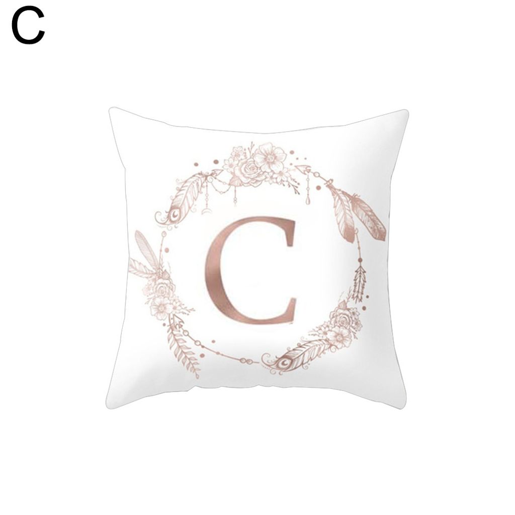 Blumenblumenbuchstaben Wurfkissen Hülle Sofa Bett Heimatkissen Kissenabdeckung-C